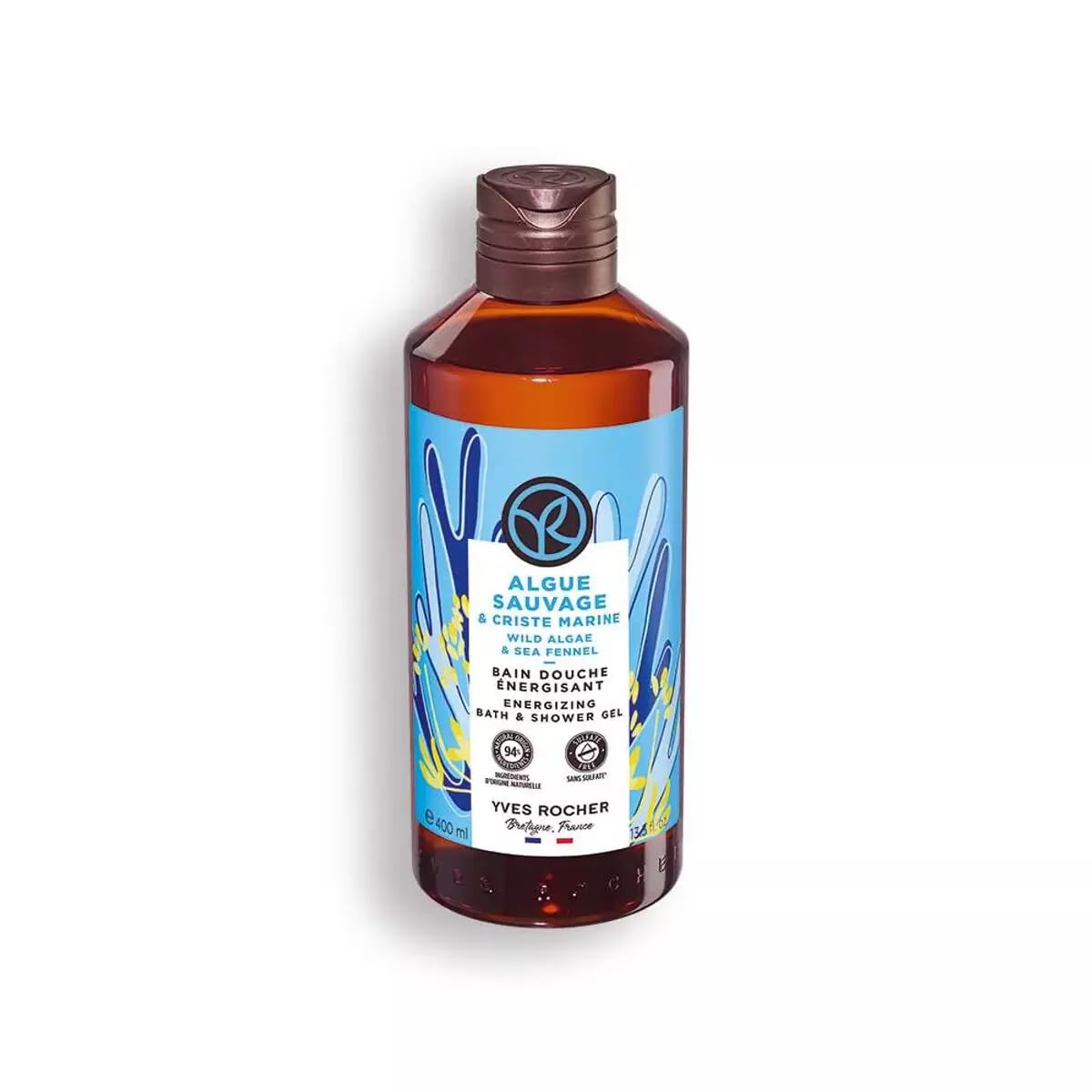 Yves Rocher Wild Algae & Sea Fennel Nourishing Shower Gel Bath & Body Routine Women Men Day Care 400 ml./13.5 fl.oz.
