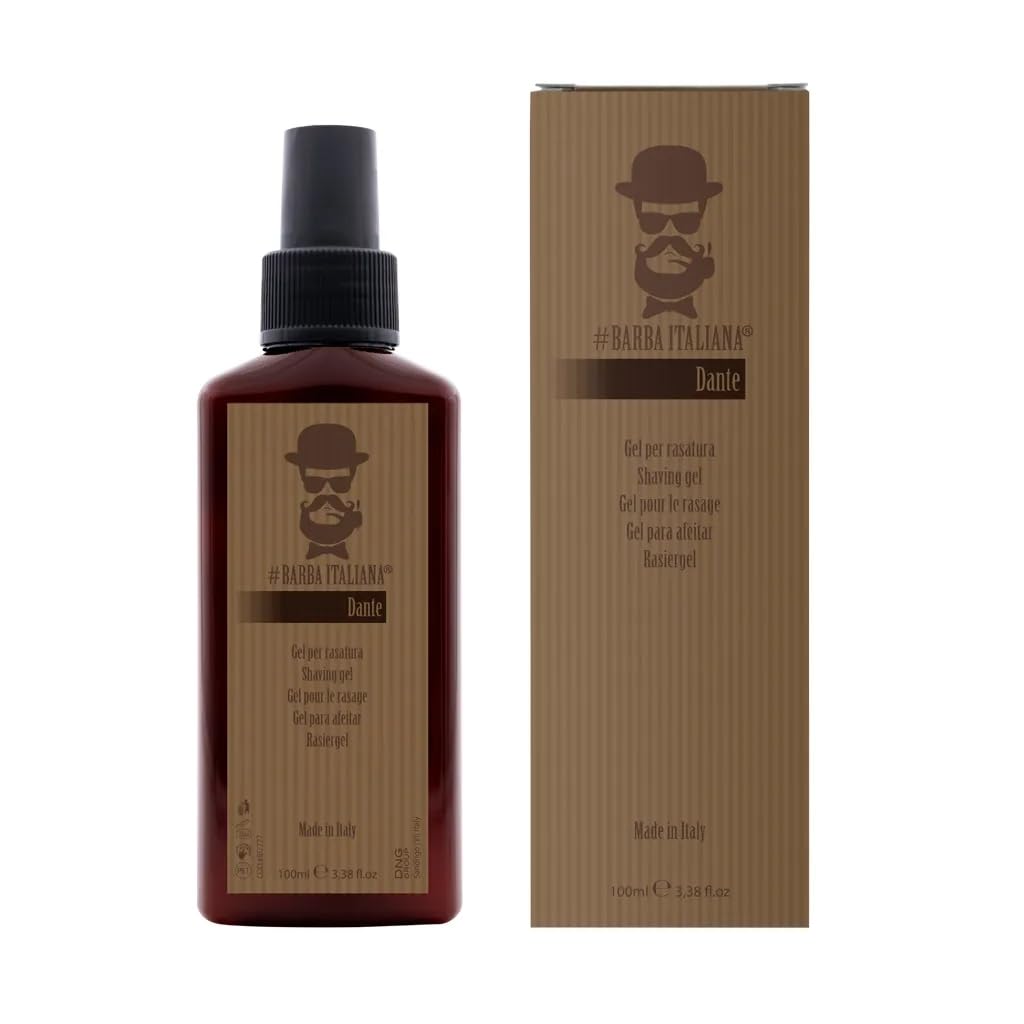 Barba Italiana Dante Shaving Gel for Men 400ml/13.52flOz - Smooth Shave with Skin Protection, clear