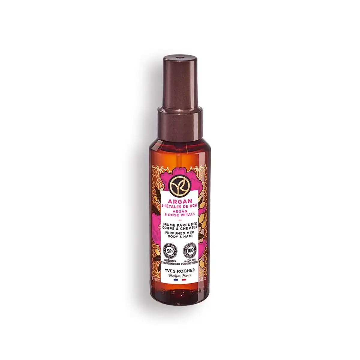Yves Rocher Argan and Rose Petals Hair and Body Spray Long Lasting Mist Women 100 ml./3.3 fl.oz.
