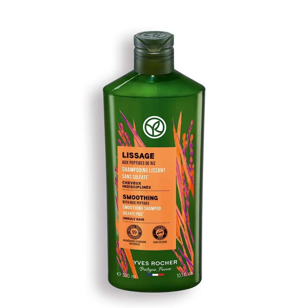 Yves Rocher Smoothing Shampoo with Rice Peptides for Unruly Hair Women Unisex Day Care - 300 ml./10.1