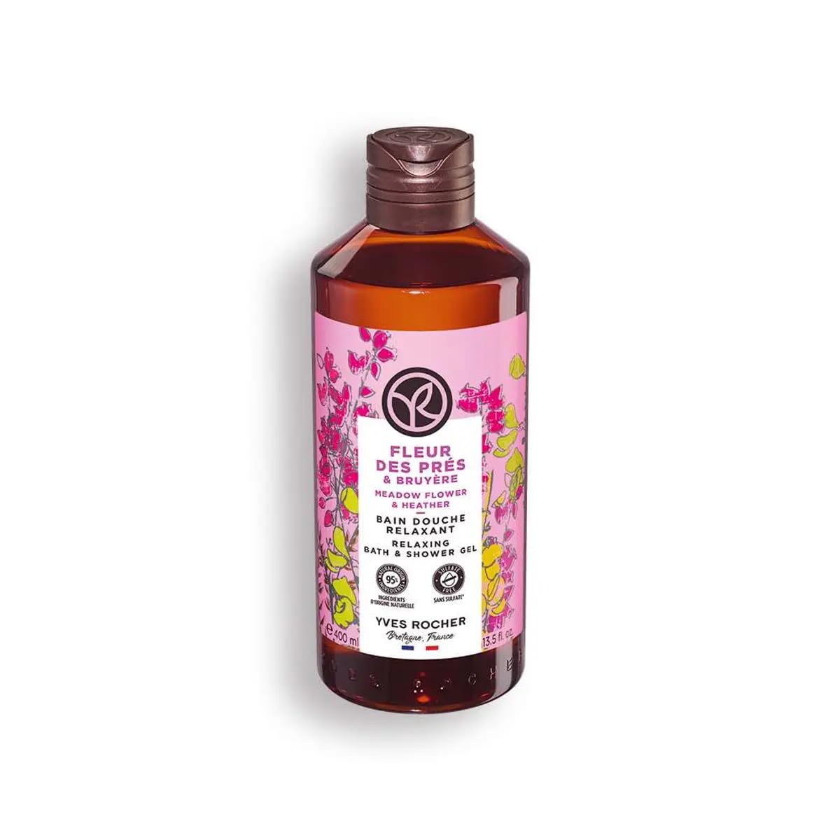 Yves Rocher Meadow Flowers & Heather Nourishing Shower Gel Bath & Body Routine Women Men Day Care 400 ml./13.5 fl.oz.
