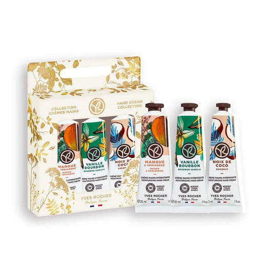 Yves Rocher Set of 3 Hand Nourishing Creams Coconut, Mango-Coriander and Bourbon Vanilla - 30 ml. / 1 fl.oz.