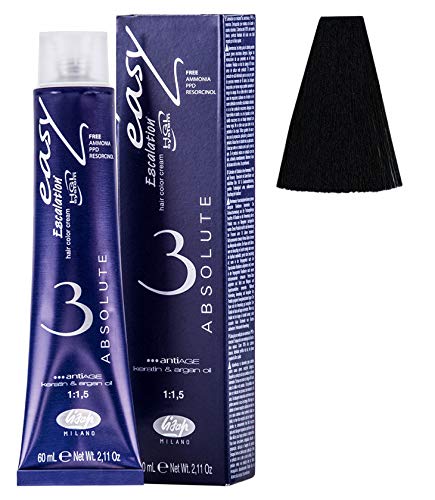 Lisap Easy Absolute 3 Hair Color Cream, 60 ml./2 fl.oz. (3/00 - Deep Dark Brown)
