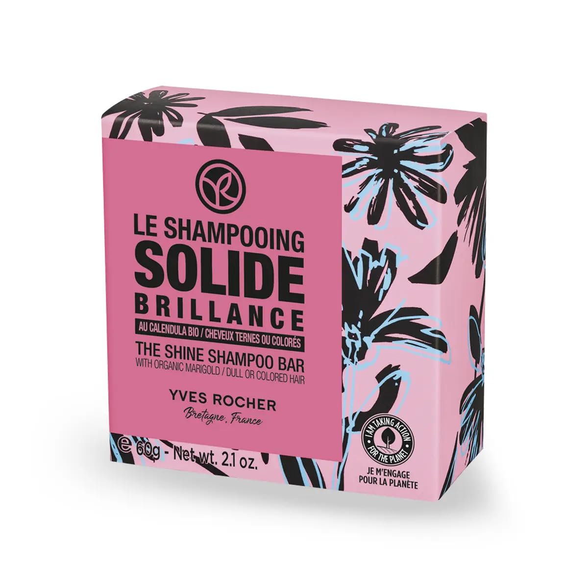 Yves Rocher Solid Hair Shine Shampoo with Calendula BIO Nourishing & Shine-Enhancing Formula Eco-Friendly, Less Plastic, More Beauty Gentle Natural Care for Radiant Soft Hair 60 g