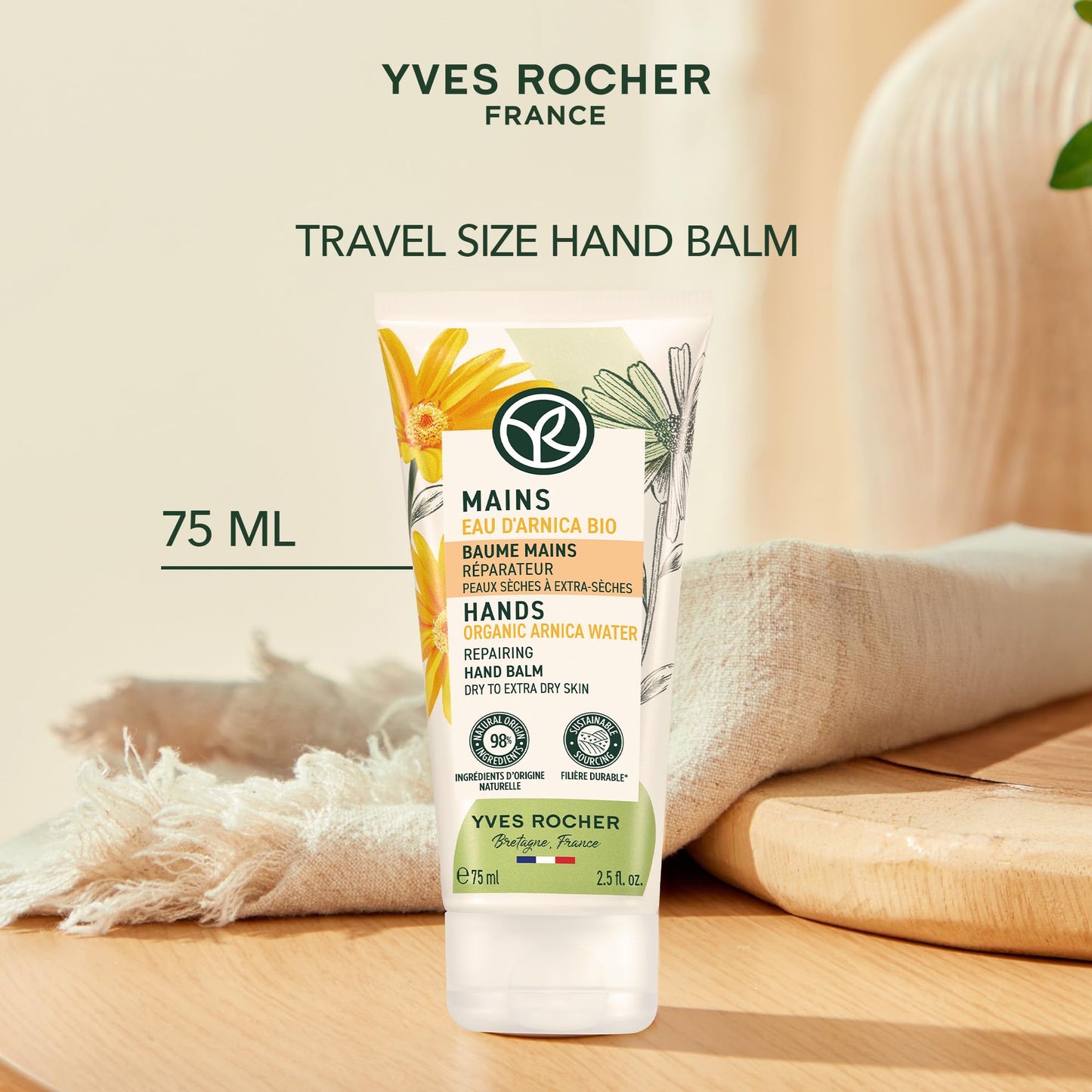 Yves Rocher Long-lasting Restorative Organic Arnica Hand Balm 75 ml./2.5 fl.oz.