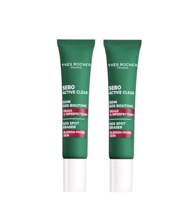 Yves Rocher Sebo Active Clear Anti-imperfection Spot Gel Women Day Care Hydration All Skin Types - 10ml / 0.3 flOz Set of 2 Best Gift Kit