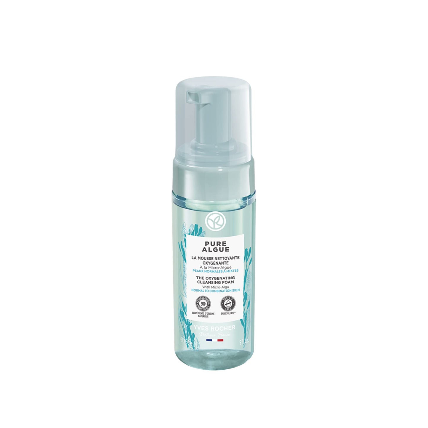 Yves Rocher Oxygenating Cleansing Foam for Normal to Combination Skin – Pure Algue – 5 Oz – 1 Ct