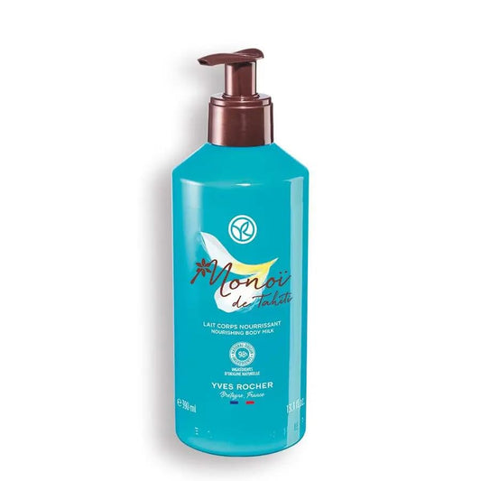 Yves Rocher Monoï de Tahiti Monoi Moisturizing Body Milk and Gel Set of 2 Coconut and Tiare Scent Lotion All Skin Types 390 ml./13.1 fl.oz. 400 ml./13.5 fl.oz.