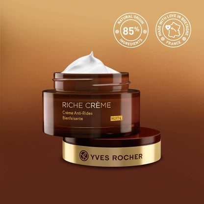 Yves Rocher Comforting Anti-Wrinkle Riche Crème Night | Soften & Smooth Skin | 1.7 fl oz