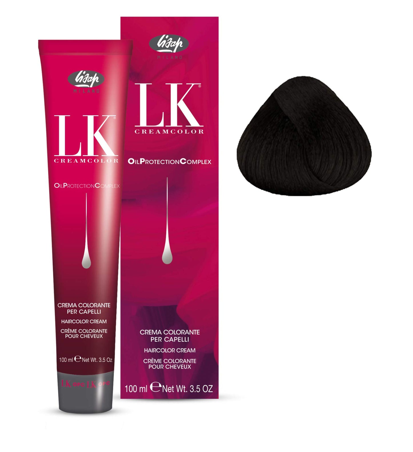 Lisap LK Oil Protection Complex Hair Color Cream, 100 ml./3.38 fl.oz. (1/0 - Black)