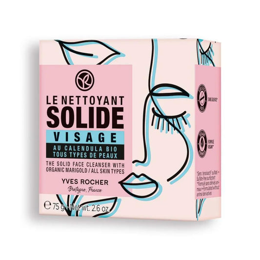 Yves Rocher Solid Cleanser with Calendula Gentle Face Cleansing & Makeup Removal Solid Bar Soap – 75g / 2.64oz