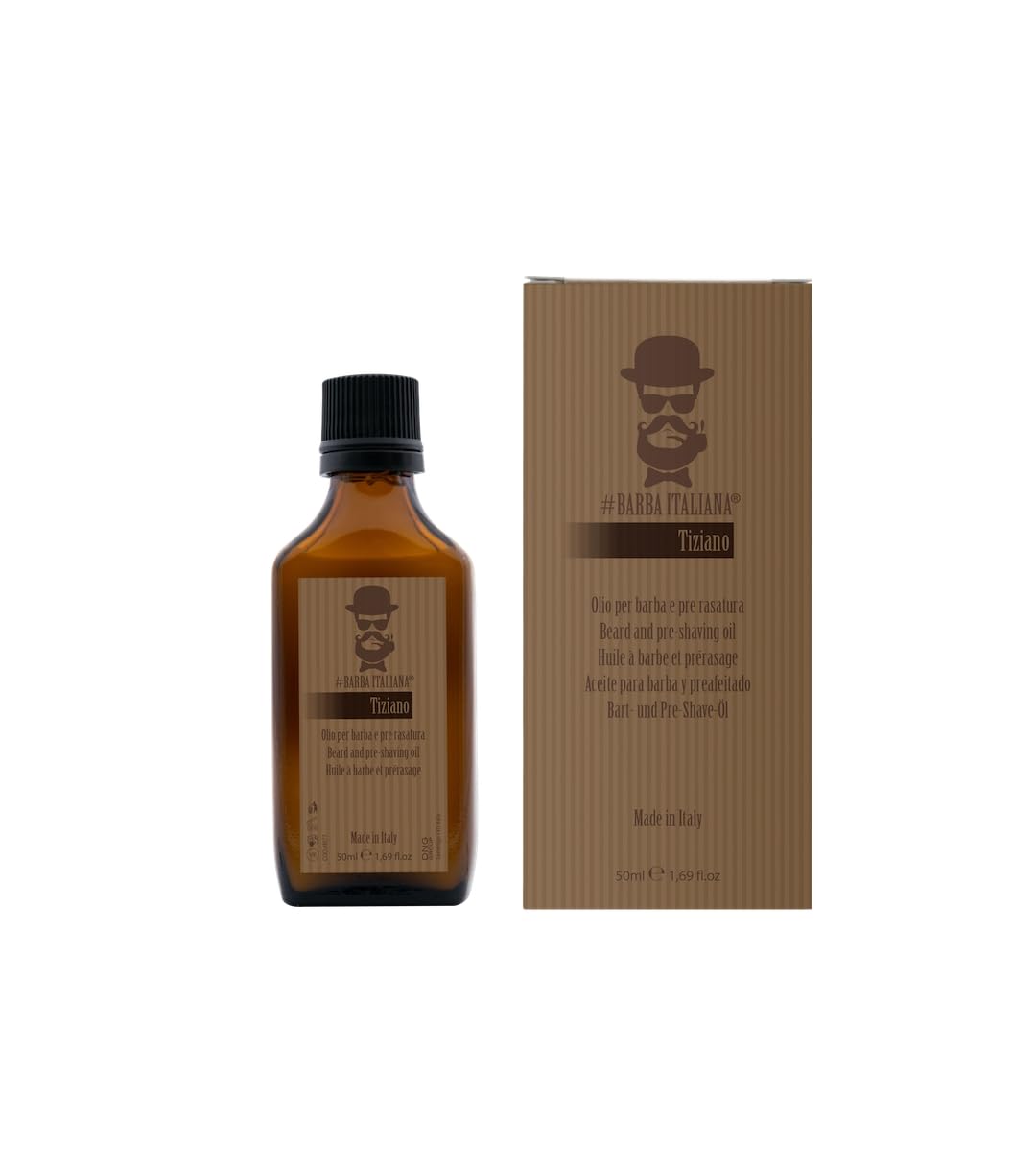 Barba Italiana Tiziano Beard Oil and Aftershave for Men 50ml/1.69flOz - Dual-Purpose Soothing Formula