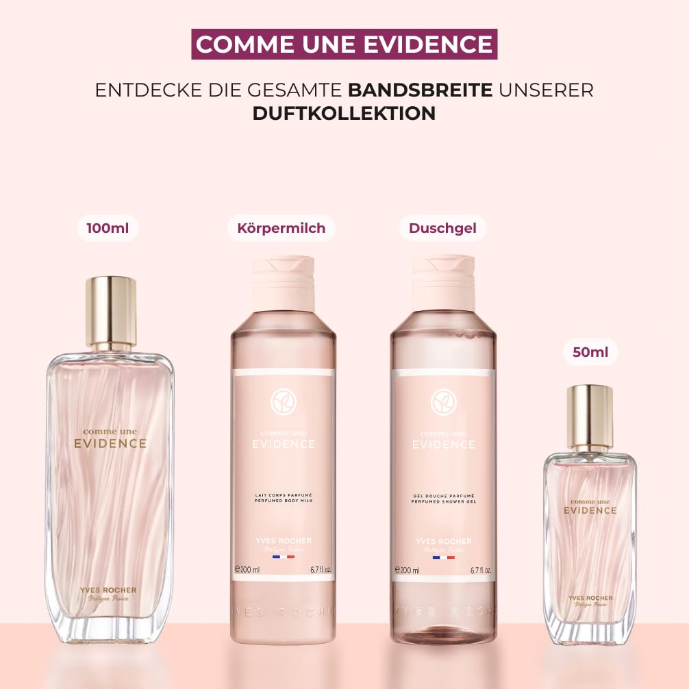 Yves Rocher Comme une Evidence Perfumed Shower Gel, Paraben Free, Enriched with Organic Cornflower Water, Made in France, Bottle 200 ml (Body Wash)