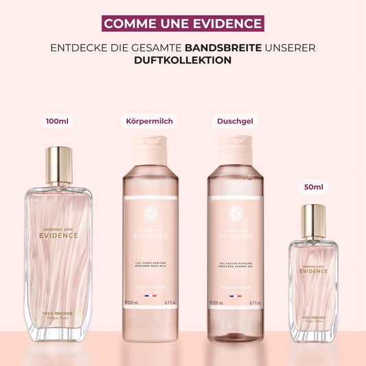 Yves Rocher Comme une Evidence Perfumed Shower Gel, Paraben Free, Enriched with Organic Cornflower Water, Made in France, Bottle 200 ml (Body Wash)