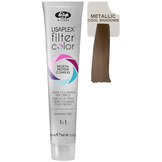 Lisap Lisaplex Filter Color Hair Color Cream, 100 ml./3.38 fl.oz. (Metallic Cool Shadow)