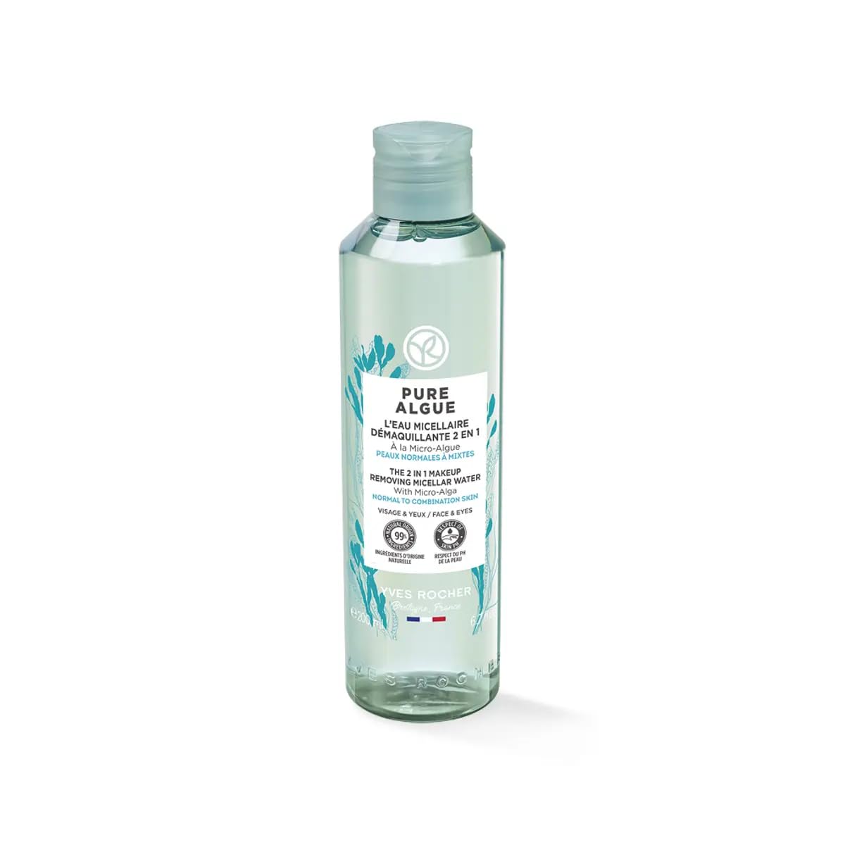 Yves Rocher Pure Algue 2 in 1 Miccelar Makeup Removing Water Nourishing Moisturizing WSkin Day Care - 200 ml./6.7 fl.oz.