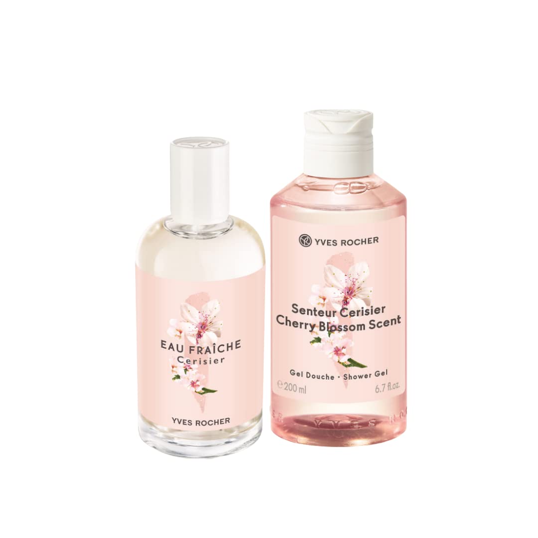 Yves Rocher Cherry Blossom, cherry bloom, Eau de Toilette and Shower Gel for Women (Set)