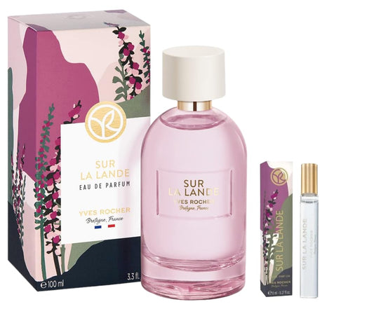 Yves Rocher Sur La Lande Eau de Parfum for Women Spray Set of 2-100 ml./ 3.3 fl.oz. and 8 ml./ 0.1 fl.oz.