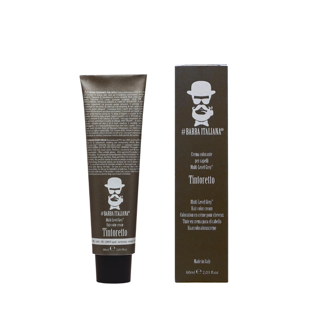 Barba Italiana Tintoretto Multi-Level Grey Cream Hair Color for Men - Seamless Grey Blending 60ml/2.02flOz