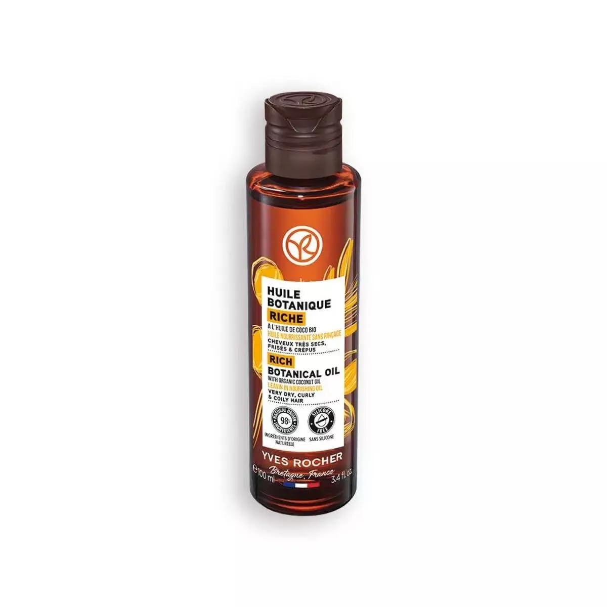 Yves Rocher Restorative Coconut Oil for Dry & Damaged Hair Deep Repair Leave-In Treatment 100 ml./3.3 fl.oz.