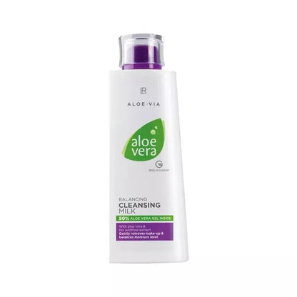 LR Health&Beauty Aloe-Via Aloe Vera Gentle Cleansing Foam and Balancing Milk Set of 2 for Face Day Care 150 ml./6.7 oz 200 ml./6.7 fl.oz. Best Gift Kit