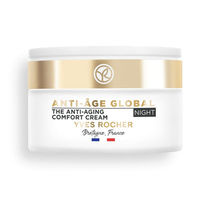Yves Rocher Anti-Aging Comfort Night Cream | Smooth & Enhance Skin Radiance | 1.7 fl oz